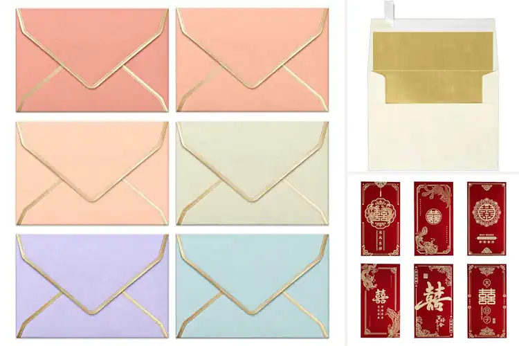 Detailed view of Best 6 Pattern Gold Foil Envelopes