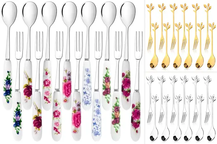 Detailed view of Best Dessert Forks And Coffee Spoons Set