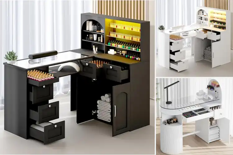 Detailed view of Best Glass Top Nail Stations
