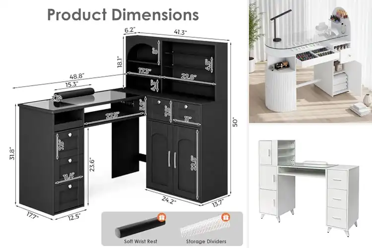 Detailed view of Best Glass Top Nail Table