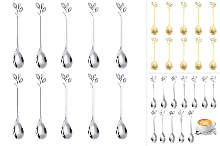 Detailed view of Best Leaf Handle Mini Spoons For Tea
