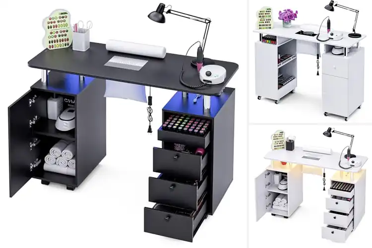 Detailed view of Best Manicure Tables With Storage