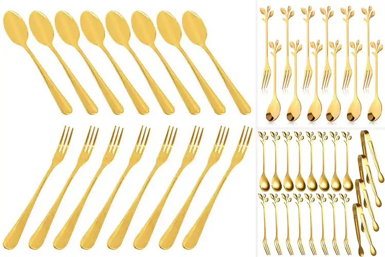 Detailed view of Best Mini Gold Coffee Spoons And Dessert Forks