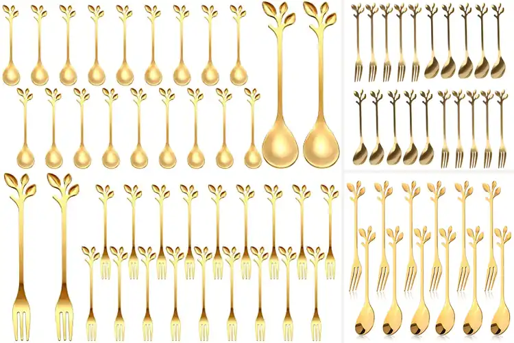 Detailed view of Best Mini Gold Coffee Spoons And Dessert Forks Sets