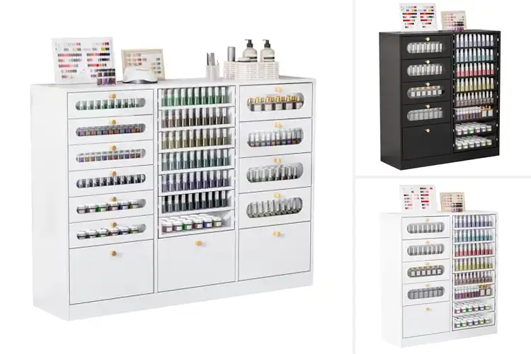 Detailed view of Best Spa Nail Station With Cabinets