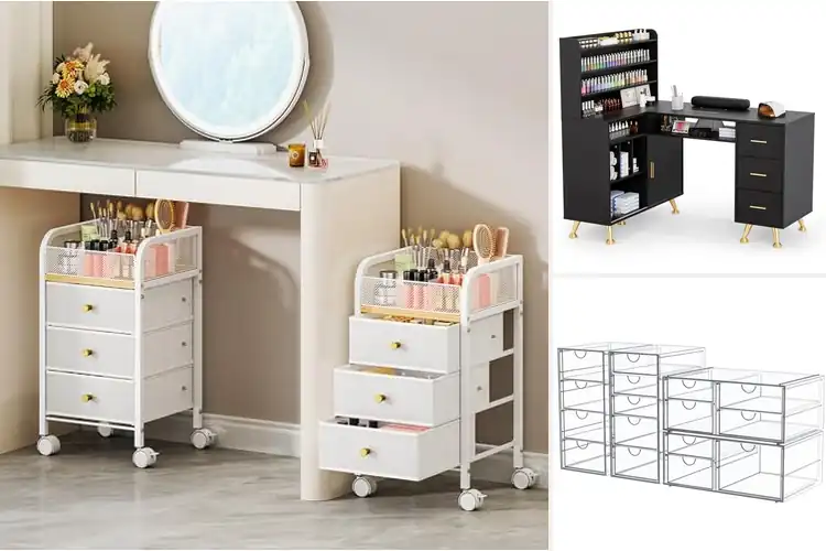 Detailed view of Best Storage Cabinets Nail Desk